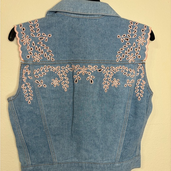 DRIFTWOOD Pink Embroidered Denim Vest - Picture 3 of 5